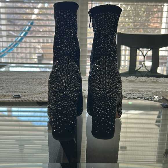 ISNOM Black Rhinestone Boots - Picture 5 of 6